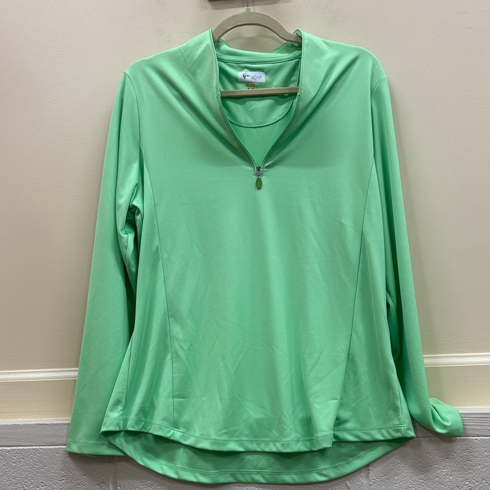 Greg Norman women’s XL Light Green Long-Sleeve Quarter-Zip Performance Top
